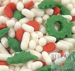 Christmas Festive Flurry Mix Tree Shapes Sprinkles Topping 1 pound