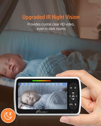 iFamily Split Screen Baby Monitor, Large Display Video Baby Monitor with 2 Cameras and Audio, Long Range, Remote pan tilt, Night Vision, Temperature Sensor, 2 Way Talk, Feeding Clock and lullabies. | Large Display Video Baby Monitor , Long Range, Remote pan tilt, Night Vision, Temperature, 2 Way Talk,Feeding Clock/lullabies