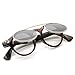 zeroUV Small Retro Steampunk Circle Flip Up Glasses/Sunglasses (Tortoise Shell)