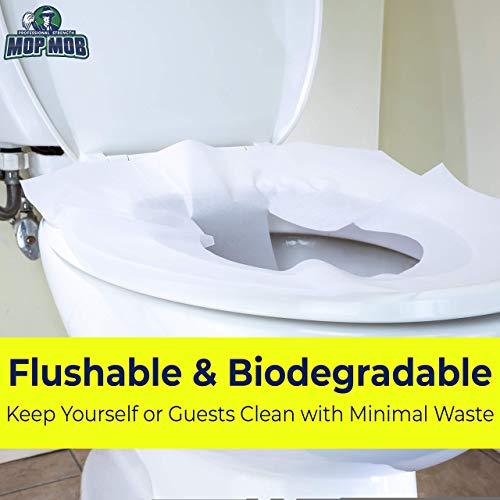 Biodegradable Half-Fold Toilet Seat Covers 250 Pk. Self-Flushing, Disposable Potty Papers Keep Toilets Clean and Family Healthy. Sanitary Paper Safety Covers for Commercial, Home, Travel and Kids Use - Thumbnail 4