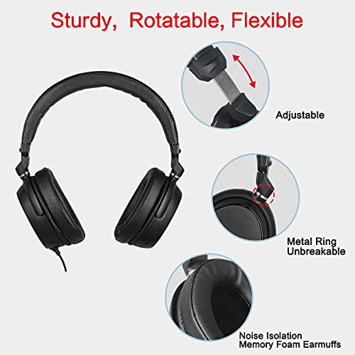 SIMOLIO Long Cord Headphones for TV and PC with Volume Control and Mic