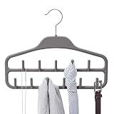 Elong Home Belt Hanger Rack Holder, Sturdy Belt Organizer with 360 Degree Swivel, 11 Large Belt Hooks for Closet, Smooth Rubber Coated, Grey