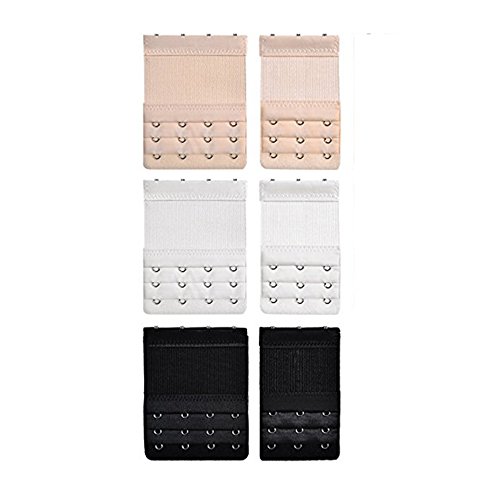 Auony 6 Pack Women's Bra Strap Extenders,2 Hooks/3 Hooks/4 Hooks Elastic Stretchy Bra extension Strap … (6 Pack 3 Hooks/4 Hooks) - Thumbnail 7