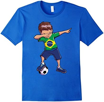Mens Dabbing Soccer T shirt for Boys Brazil Brazilian Football Medium Royal Blue