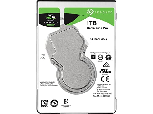 Seagate BarraCuda Pro, interne Festplatte 1 TB HDD, 2.5 Zoll, 128 MB Cache, SATA 6 Gb/s, silber, Modellnr.: ST1000LM049