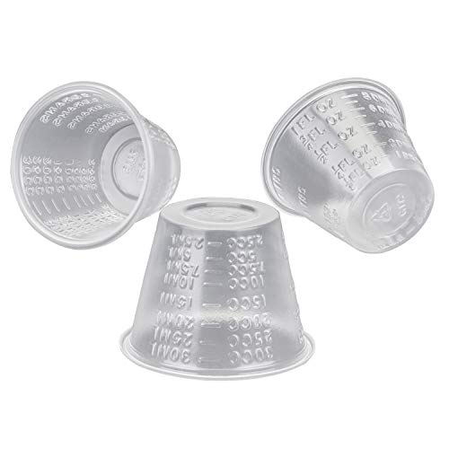 Yarlung 500 Pack 1 Oz Plastic Medicine Cup, Disposable Clear Graduated Cups with Volume and