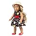 Livoty Clothes Dress Set with Hat for 18 Inch American Toy Girl Doll Flowers Printed Accessory Girl Toy (Black)