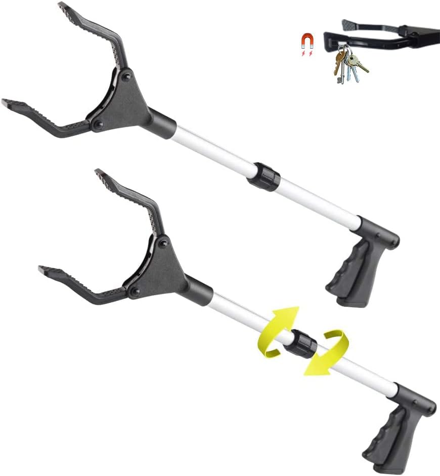 44" Grabber Reacher, [ 2 Pack ] Long Trash Picker with 30" to 44