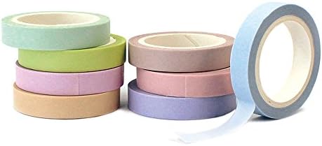 [8-Pack] New Signature Collection Designer Washi Tape: Perfect Multi Purpose Colored Masking Tape For Walls, Arts and Crafts, DIY, Scrapbook - 7mm x 5m (Pastel Palette)