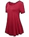 JollieLovin Women's Plus Size Tops Summer Tunic Short Sleeve Loose Fit T-Shirt to Wear with Leggings(Wine Red,1X)
