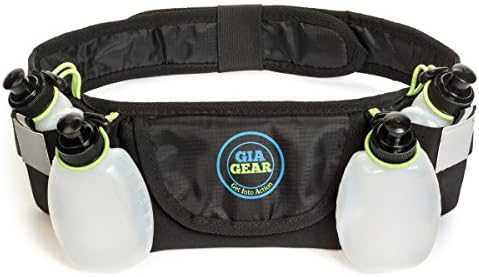 Hydration Running Belt with 2 BPA Free Water Bottles - 6.5" Pouch Fits All Smartphones, BONUS: 2 Free Water Bottles By GIA Gear (Green)