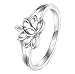 BORUO 925 Sterling Silver Ring, Lotus Flower Yoga High Polish Tarnish Resistant Comfort Fit Wedding Band Ring