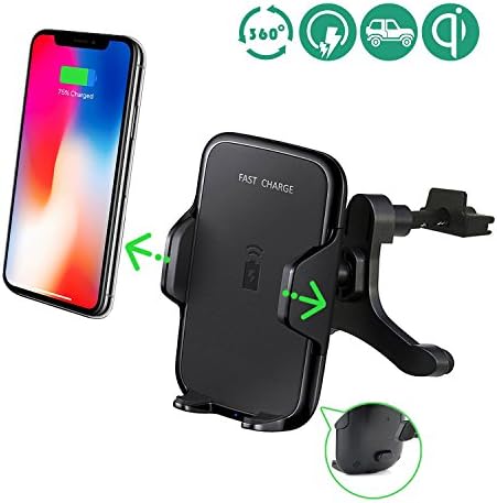 Adjustable Car Fast Wireless Charger,Wireless Charging Pad Supports for Samsung Note 8,S8,S8+,S7,S7 edge,S6 edge+,Note 5,Note FE,iPhone8 and iPhone8 plus with Universal Air Outlet Phone Charging Stand