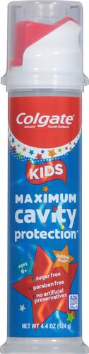COLGATE KIDS TOOTHPASTE PUMP, MAXIMUM CAVITY PROTECTION, 4.4 OUNCES