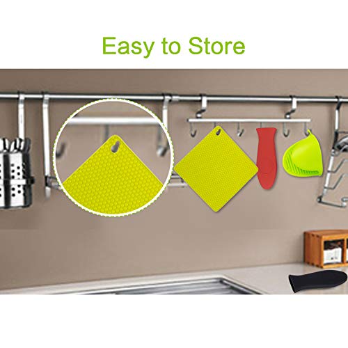 Tonsiki 12PCS Pot Holder Mat & Handle Covers Set, Including 4PCS Pot Holder Mat, 2PCS Cooking Finger Protector, 2PCS Grill Pan Scrapers, 2PCS Pan Scrapers, 2PCS Silicone Hot Handle Holders - Thumbnail 3