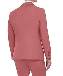 WOMS Men's 3 Piece Slim Fit Suit, Coral Wedding