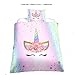 S-ANT Girls Unicorn Duvet Cover Set Pink Bedding Duvet Cover Set Queen Girls Printed Modern Lightweight Kids Bedding Set for Teens (NO Comforter Included)