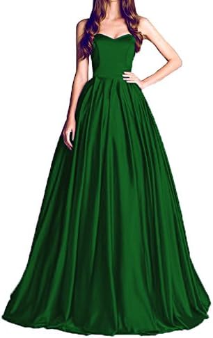 XingMeng Long Satin Ball Gown Strapless Formal Party Bridesmaid Dresses Dark Green US 26W