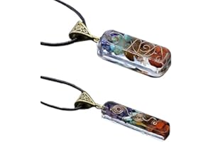 7 Orgone Chakra Crystals Stones Orgone Pendant,orgonite Chakra Necklace For Emf Protection And Spiritual Healing（set Of 2）