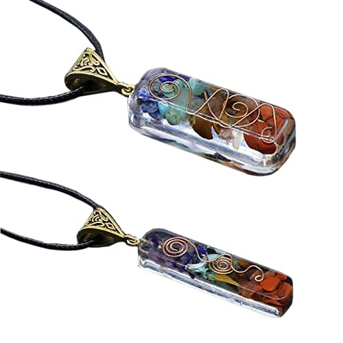 7 Orgone Chakra Crystals Stones Orgone Pendant,orgonite Chakra Necklace For Yoga Emf Protection And Spiritual Healing（Set of 2）