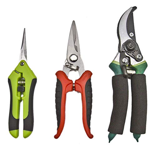 wooch Gardening Shears Garden Cutter Hand Pruner Clippers Stainless Steel Bypass Pruning Kit (Set of 3)