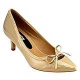 Beston GB80 Women's Pointed Toe Low Heels Bowknot Deco Pump