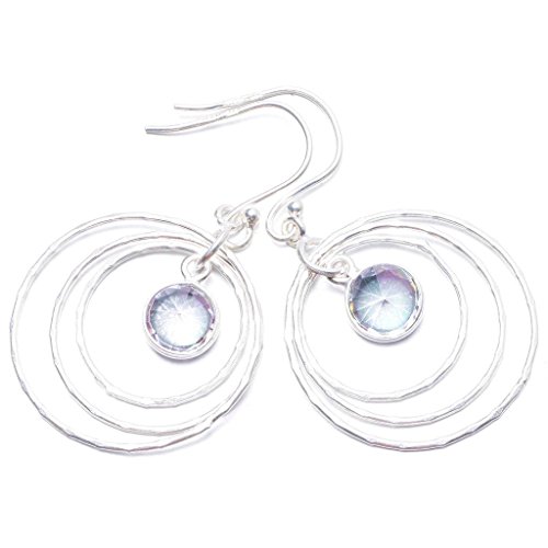 Natural Mystical Topaz Handmade Unique 925 Sterling Silver Earrings 1 3/4" Y2101