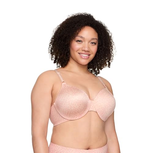 Warner’s Women’s Cushioned Underwire Lightly Lined T-Shirt Bra 1593, Butterscotch & Rose Leo