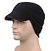 Home Prefer Mens Winter Hat Knit Fleece Beanie Hat with Earflaps Warm Daily Skull Cap with Visor Black