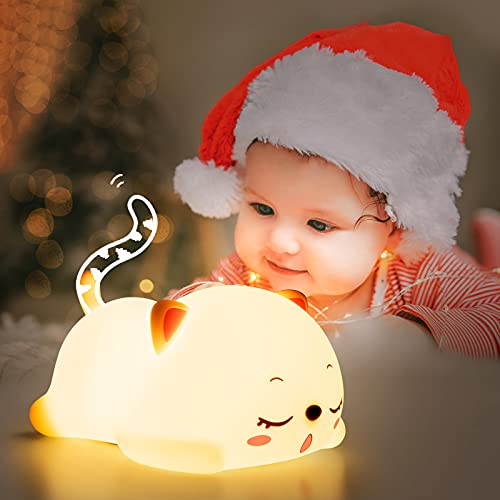 Cute Cat Night Light for Kids,Kawaii Kitty Silicone LED Night Light,USB Rechargeable Portable Night Light 7-Color Changing,Nightlight with Touch Control,Light Up Kids Bedroom for Girls,Cat lover Gifts