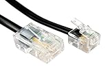 Kenable RJ11 Male Plug to 4 wire RJ45 Male Plug Flat Cable Lead 10m (~33 feet) BLACK