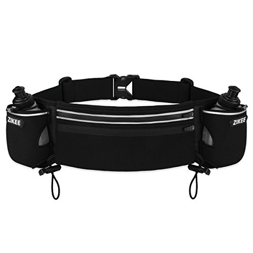 Zikee Hydration Running Fuel Belt with 2 BPA free water bottles, Adjustable Waist Pack/Workout Pouch/Wallet Fanny Pack Bag, Fits iPhone 6/6S/6 Plus/6s Plus, Samsung Galaxy S5/S6, Note 4/5