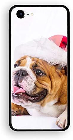 iPhone 7 Case, iPhone 8 Case Tempered Glass Christmas Pug Protective Bumper Cover for iPhone 7/8