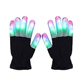 LED Gloves, DAXIN DX Light up Rave Gloves Finger Light Gloves Novelty Toys Kids 6 Adjust Modes for LightShow/ EDM/ Camping/ Disco/ Wedding/ Party/ Halloween/ Christmas/ Birthday Gifts