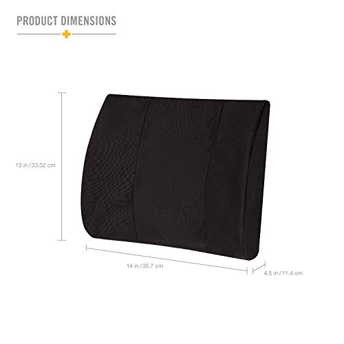 DMI Memory Foam Lumbar Pillow Back Support Cushion with Strap for Better Posture and Easing Back Pain, Black