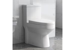 DEER VALLEY DeerValley DV-1F52813 Tiny Small Compact Dual Flush One Piece Toilet, Space Saver Commode designed for Water Closet, Soft Closing Seat Included, High-Efficiency WaterSense Cotton White