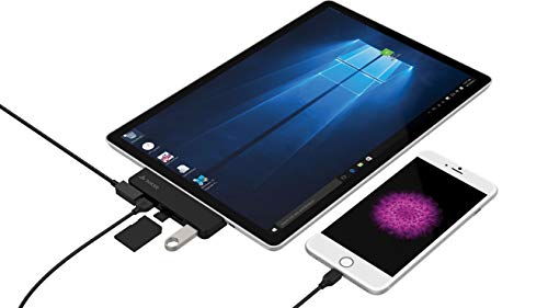 Juiced Systems Microsoft Surface 3 | 5 in 1 Adapter with Power delivery | 2X USB 3.0 Ports | 1x Micro SD Input | 1x SD Input | 1x Micro USB Charging Input