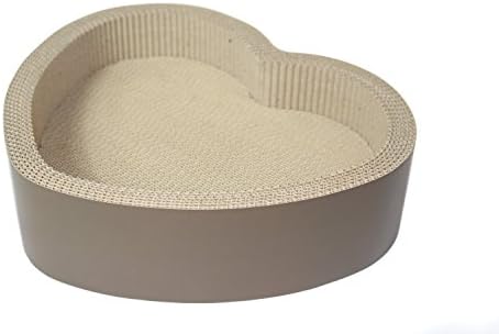 Pet Dogma Cat Scratcher Lounge and Bed Heart Shape for Kitty Fun and Healthy Grooming [Durable Eco-Friendly Toy Corrugated Cardboard Construction, Brown or Leopard Color]