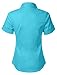LE3NO Womens Tailored Short Sleeve Button Down Shirt with Stretch,L3nwt575a_aqua,Large