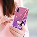 iPhone XS MAX Glitter Case (2018) with Tempered Glass Screen Protector [2 Pack] for Girls Women,LeYi Luxury Diamond Liquid Protective Phone Case for Apple iPhone XS MAX (6.5 inch) Pink/Purple