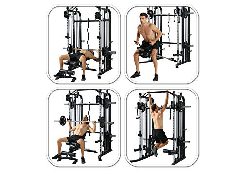 MiM USA Complete Set of Functional Trainer Smith Machine Power Cage & Adjustable Weight Bench All-in-One Ultimate Home Gym Strength Solution SM+FT 1001 Pro - Thumbnail 6