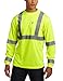Key Apparel Men's Big-Tall Long Sleeve High Visibility Waffle Weave Reflective Stripe Pocket Tee Shirt, Hi-vis, 4X-Large-Tall