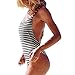 Lukitty Women's One Piece Strappy High Cut Bikini Backless Swimsuit Swimwear