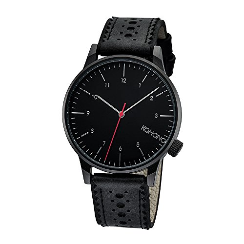 KOMONO Unisex KOM-W2012 Winston Brogue Series Analog Display Japanese Quartz Black Watch