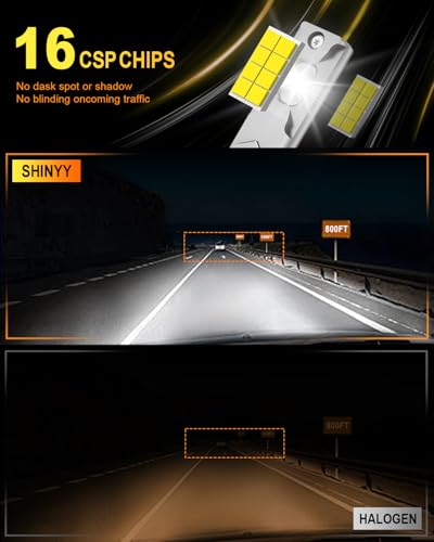 SHINYY H11 H8 H9 LED Car or Motorcycle Bulbs, 2024 New 24000LM High Powerful 6500K White 12V Canbus Anti Error LED Lamp H11 Vehicle Headlight for Road/Dipped/Fog Light, Pack of 2