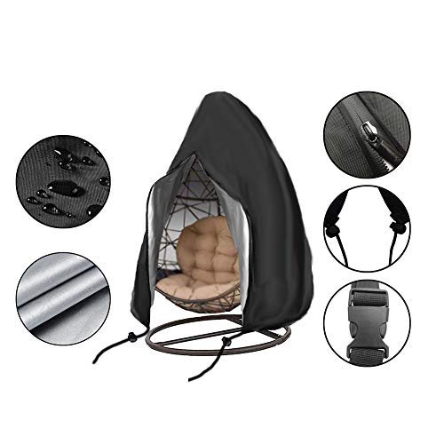 Saking Patio Egg Chair Cover with Zipper, Buckle & Drawstring, Waterproof Windproof Anti-UV Outdoor Swing Hanging Chair Cover -75"H x 45"W