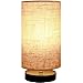 Minerva Wood Table Lamp - Solid Fabric Shade Bedside Desk Lamps for Bedroom, Living Room, Study (Cylinder)