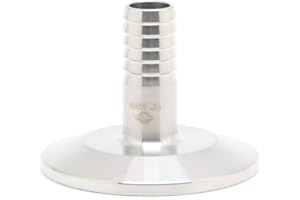 QMINOX 1/2" Tri Clamp Hose Barbed Adapter SS304 with Flange 50.5mm Sanitary Hose Pipe Fitting