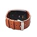 HWHMH 1PC Replacement Stainless Steel Metal Band/Genuine Leather Band Strap for Samsung Galaxy Gear S SM-R750 Smart Watch (No Tracker) (Leather, Brown)