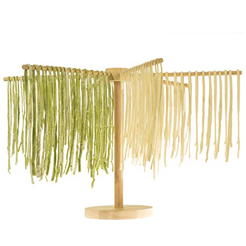 YumAssist Nature Oak Wood Pasta Drying Rack Extra Large, Collapsible, Easily Install and Disassemble Wooden Noodle Hanging Dryer Holder